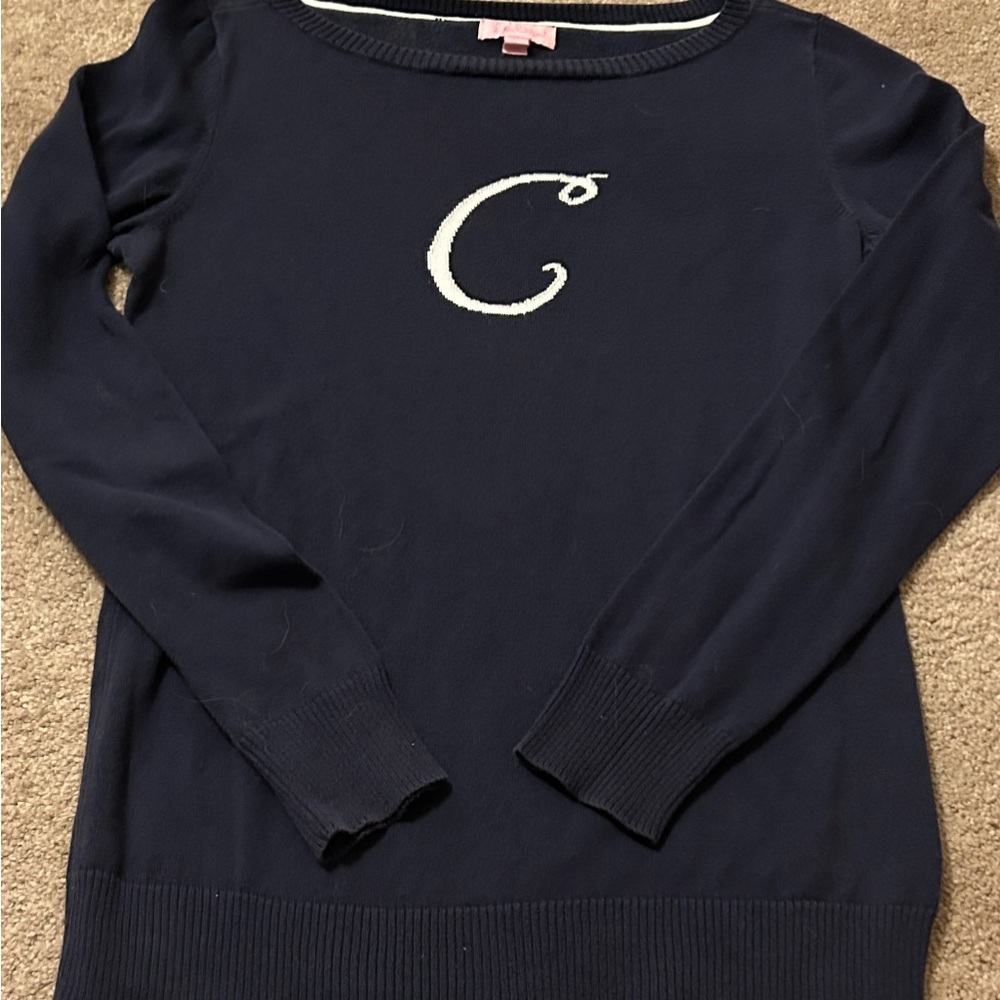 ‼️Lilly Pulitzer Navy Crewneck Sweater with White 'C' Initial‼️